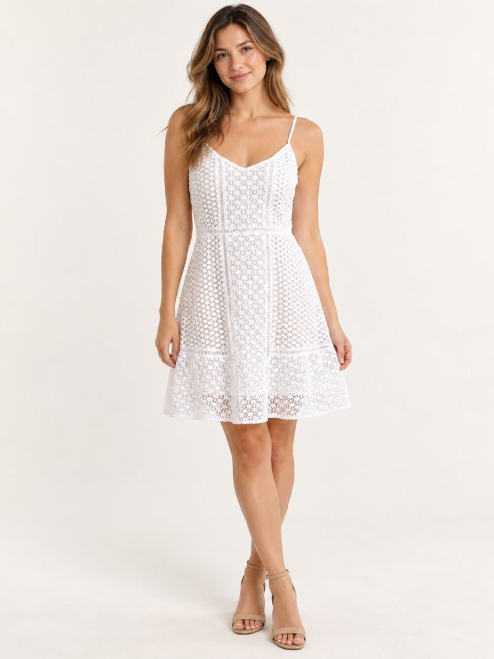 AmbercrombIe  Fitch White Dress Lace Croscet Eyelet Sz.M